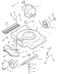 Mower Deck Assembly Diagram and Parts List for 22211G 1997 Briggs and Stratton Lawn Mower